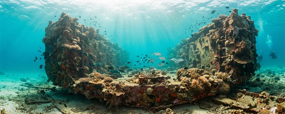 Coral reef ledges with gorgonian fans at Dry Dock dive site, Puerto Galera, Philippines